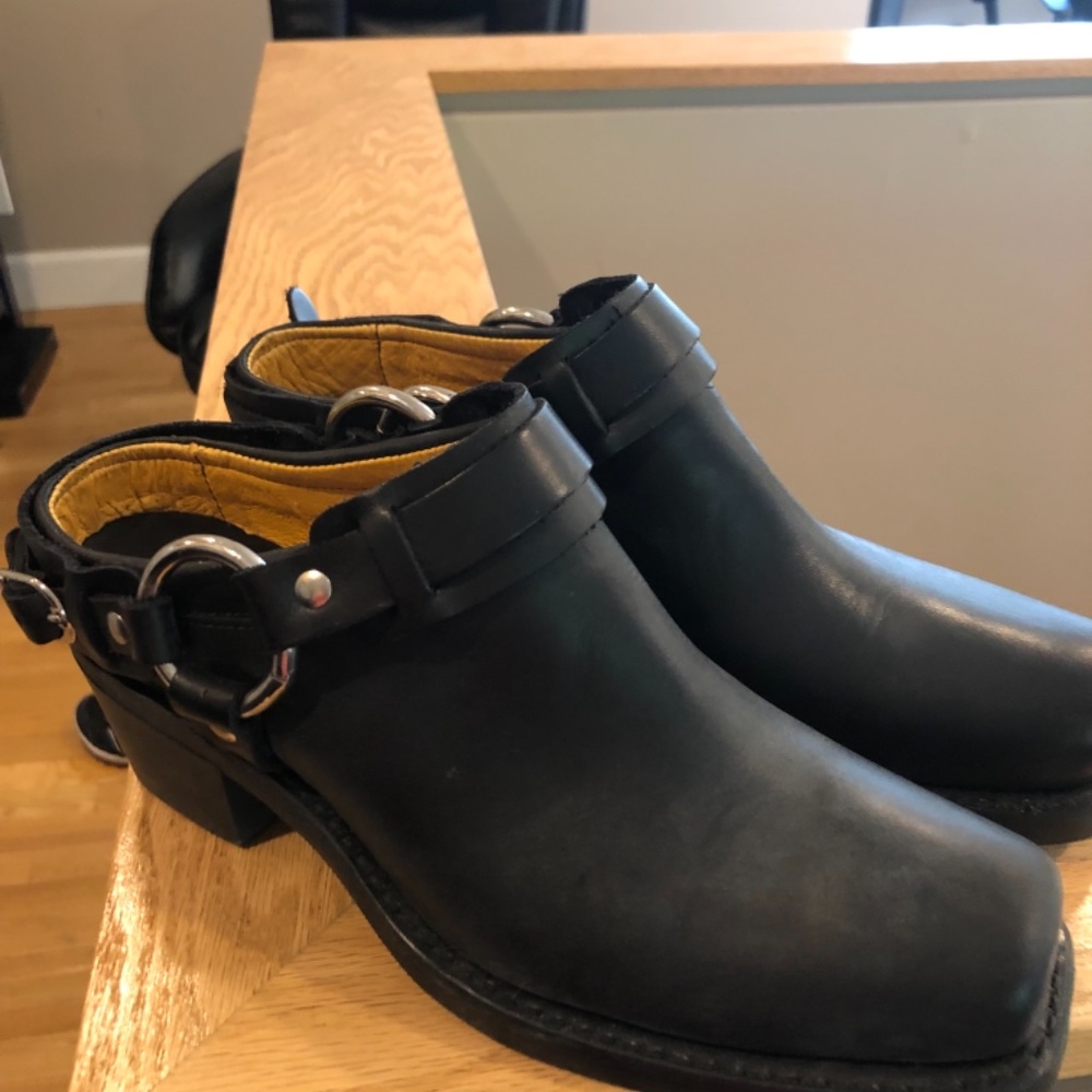 Frye harness mule clog booties